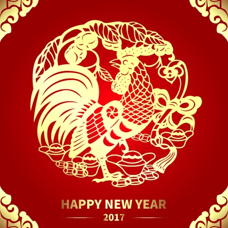 nouvel an chinois Vector Année de Red Rooster Bannière, Nouvel an chinois 2017
